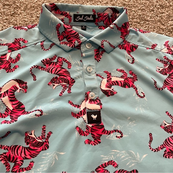 Bad Birdie Tiger Watch polo shirt medium performance golf pickleball travel - Picture 4 of 6